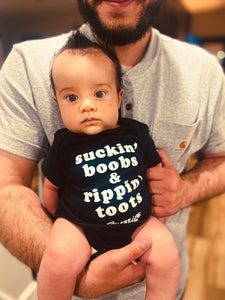 Rippin' Toots baby onesie